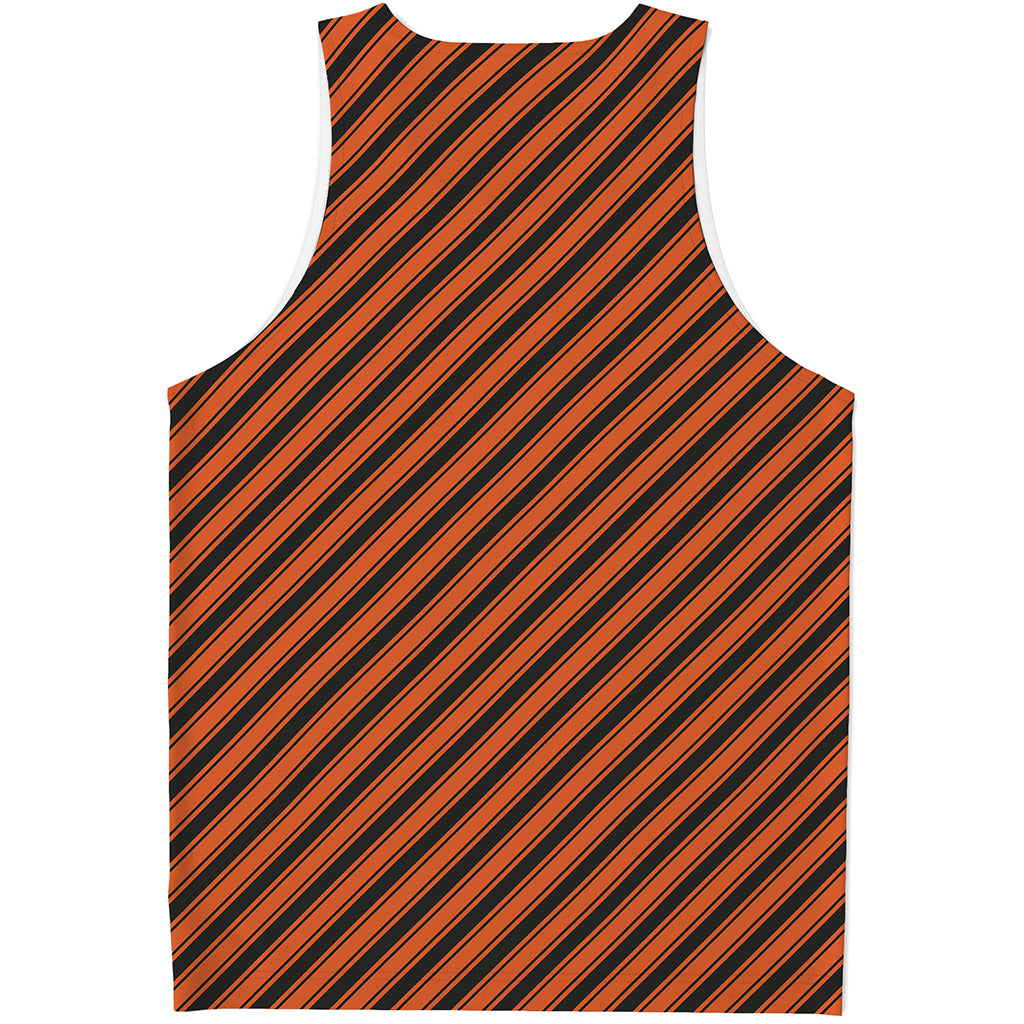 Orange And Black Halloween Pattern Print Men's Tank Top