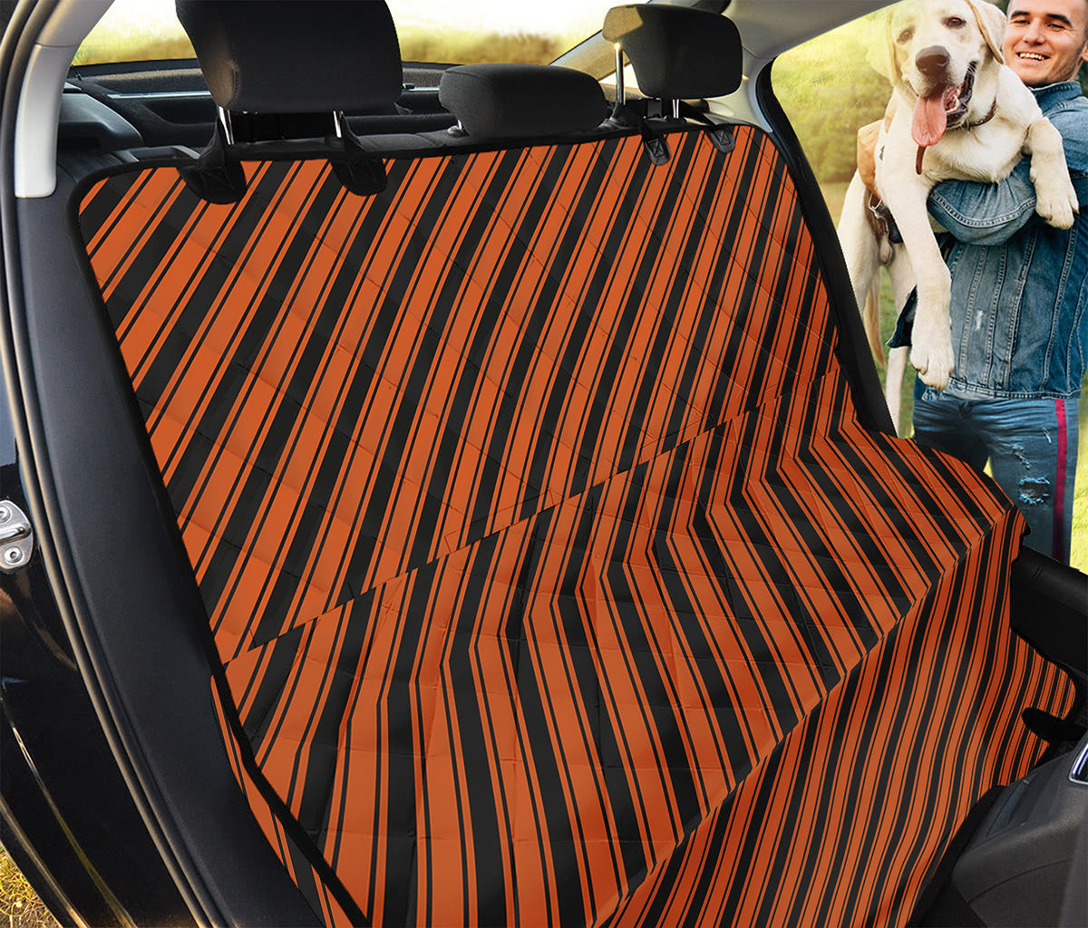 Orange And Black Halloween Pattern Print Pet Car Back Seat Cover
