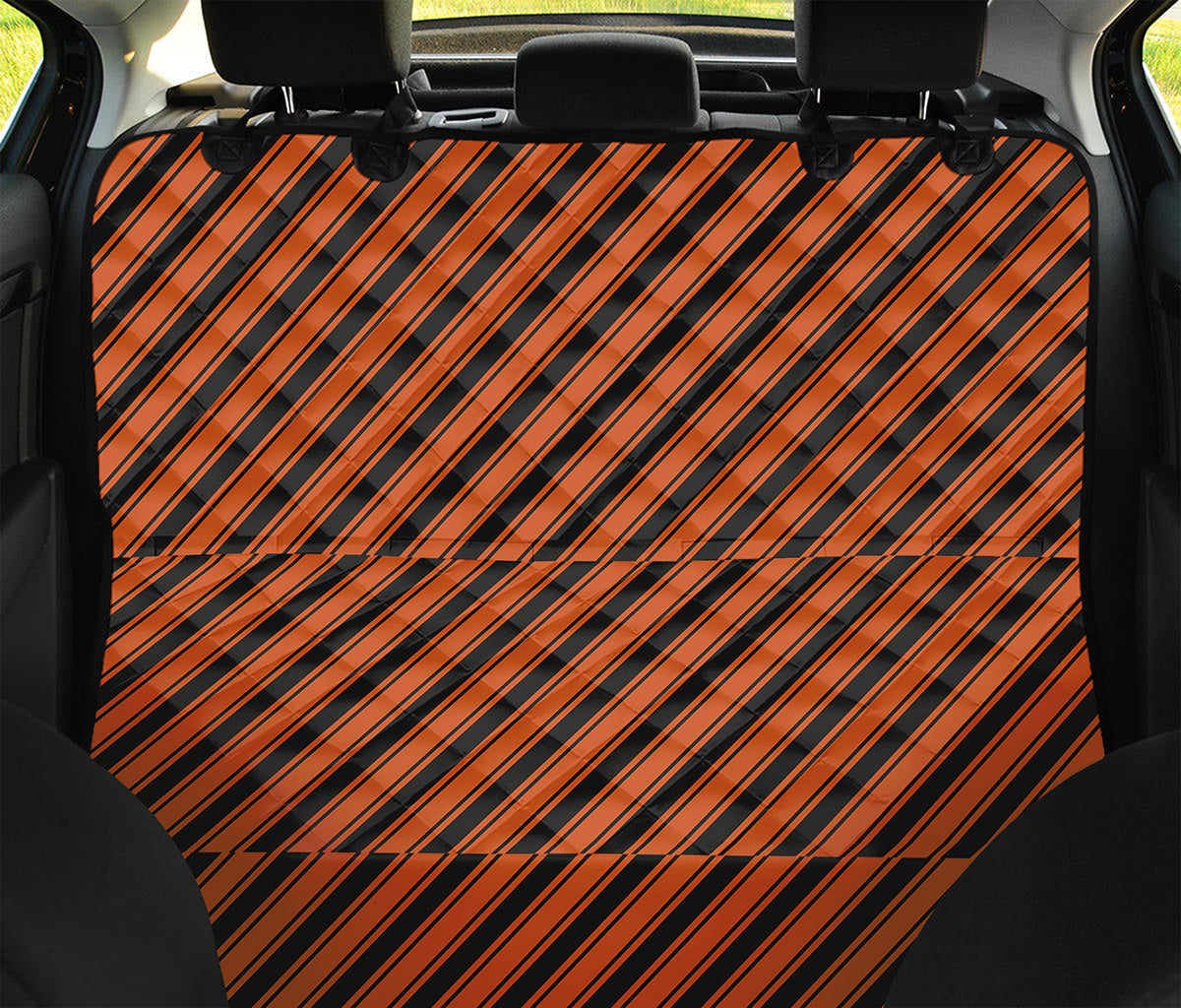 Orange And Black Halloween Pattern Print Pet Car Back Seat Cover