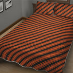 Orange And Black Halloween Pattern Print Quilt Bed Set