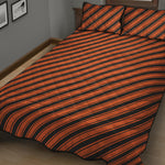 Orange And Black Halloween Pattern Print Quilt Bed Set