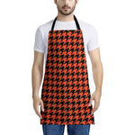 Orange And Black Houndstooth Print Apron
