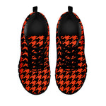 Orange And Black Houndstooth Print Black Sneakers