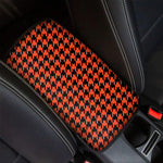 Orange And Black Houndstooth Print Car Center Console Cover