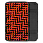Orange And Black Houndstooth Print Car Center Console Cover