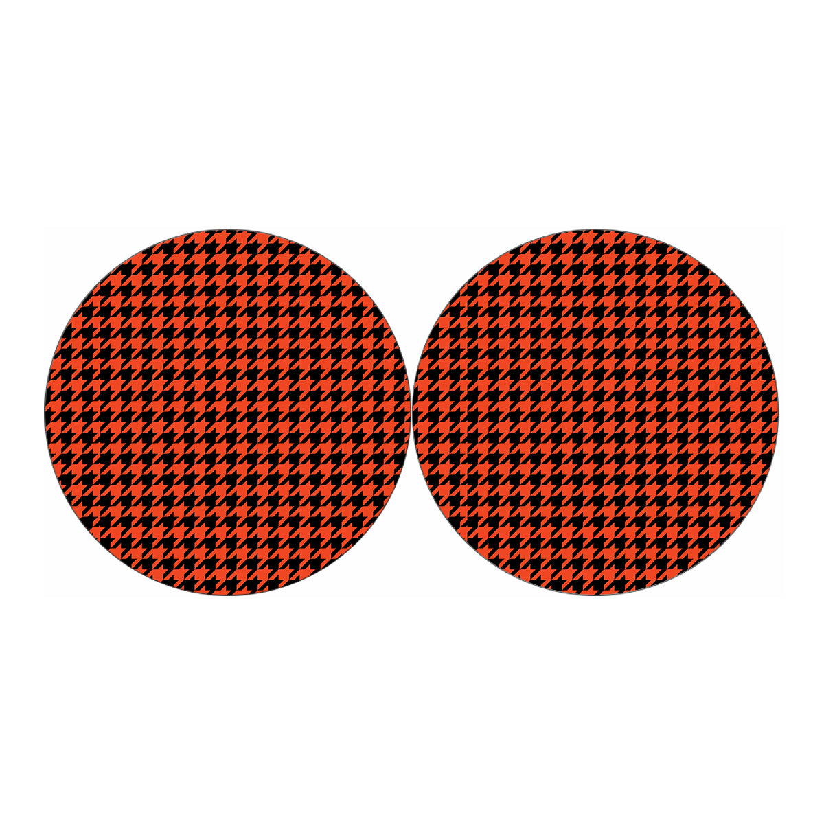Orange And Black Houndstooth Print Car Coasters