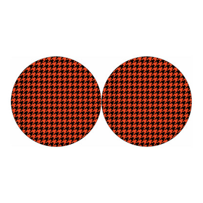 Orange And Black Houndstooth Print Car Coasters