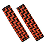 Orange And Black Houndstooth Print Car Seat Belt Covers