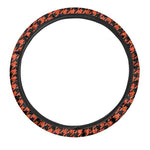 Orange And Black Houndstooth Print Car Steering Wheel Cover