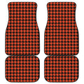 Orange And Black Houndstooth Print Front and Back Car Floor Mats