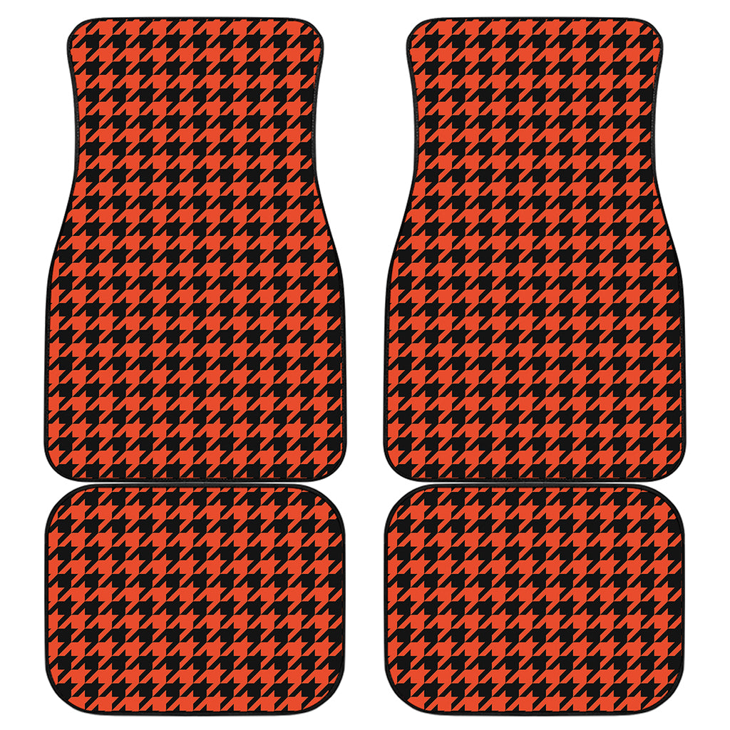 Orange And Black Houndstooth Print Front and Back Car Floor Mats