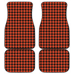Orange And Black Houndstooth Print Front and Back Car Floor Mats