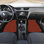 Orange And Black Houndstooth Print Front and Back Car Floor Mats