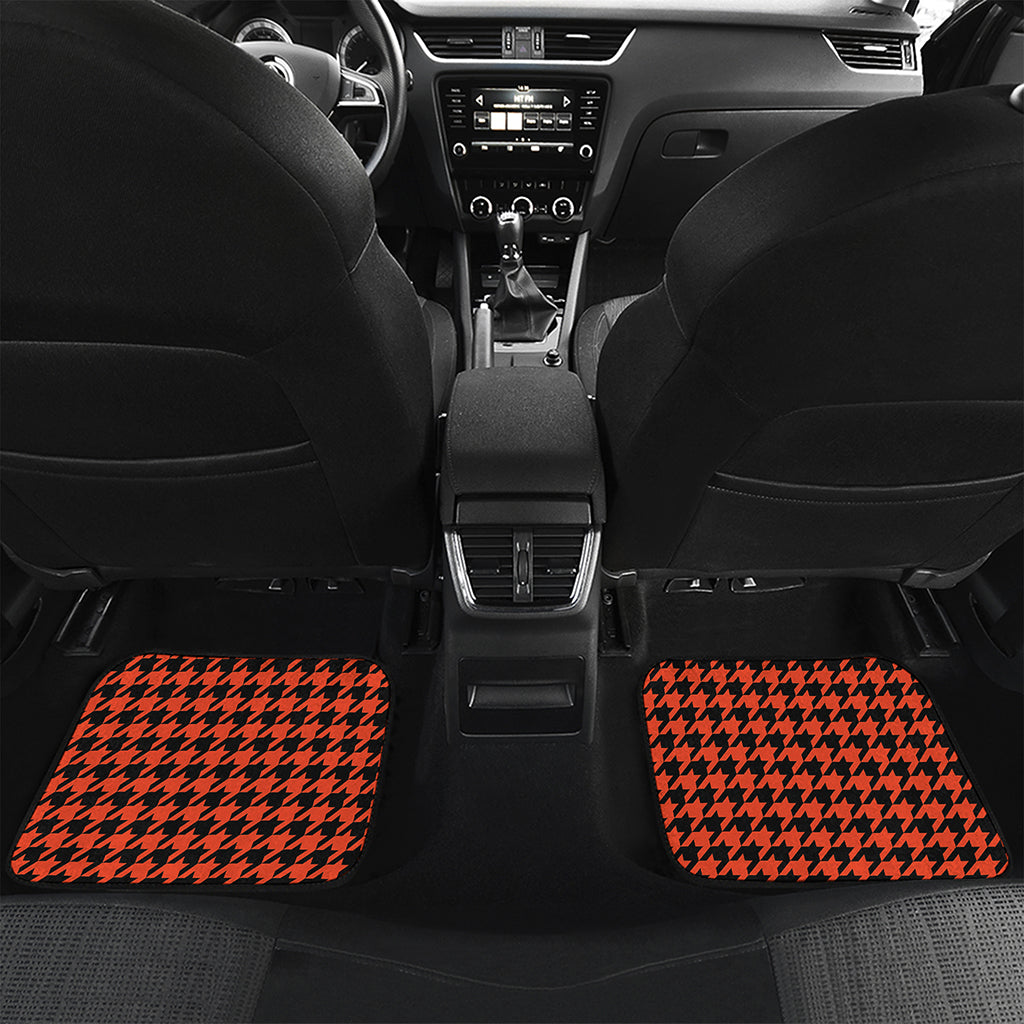 Orange And Black Houndstooth Print Front and Back Car Floor Mats