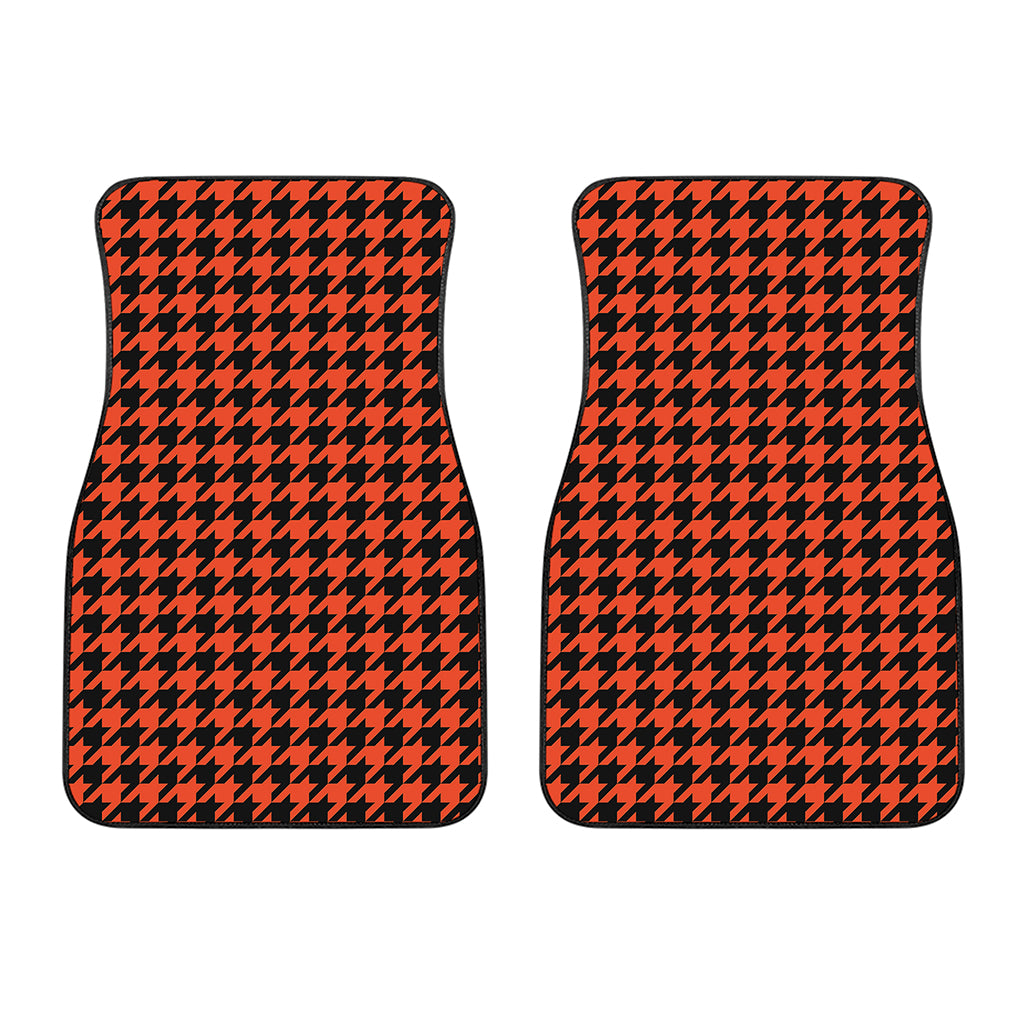 Orange And Black Houndstooth Print Front Car Floor Mats