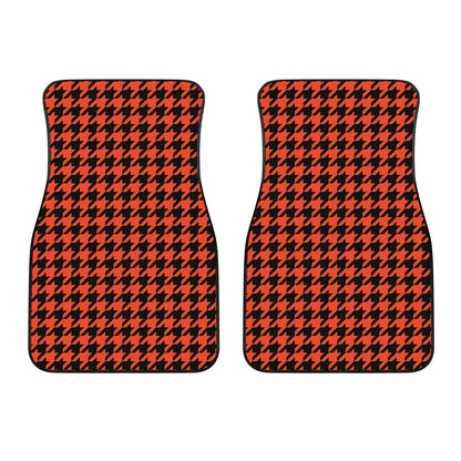 Orange And Black Houndstooth Print Front Car Floor Mats