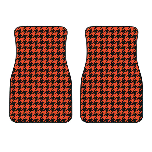 Orange And Black Houndstooth Print Front Car Floor Mats