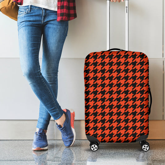 Orange And Black Houndstooth Print Luggage Cover