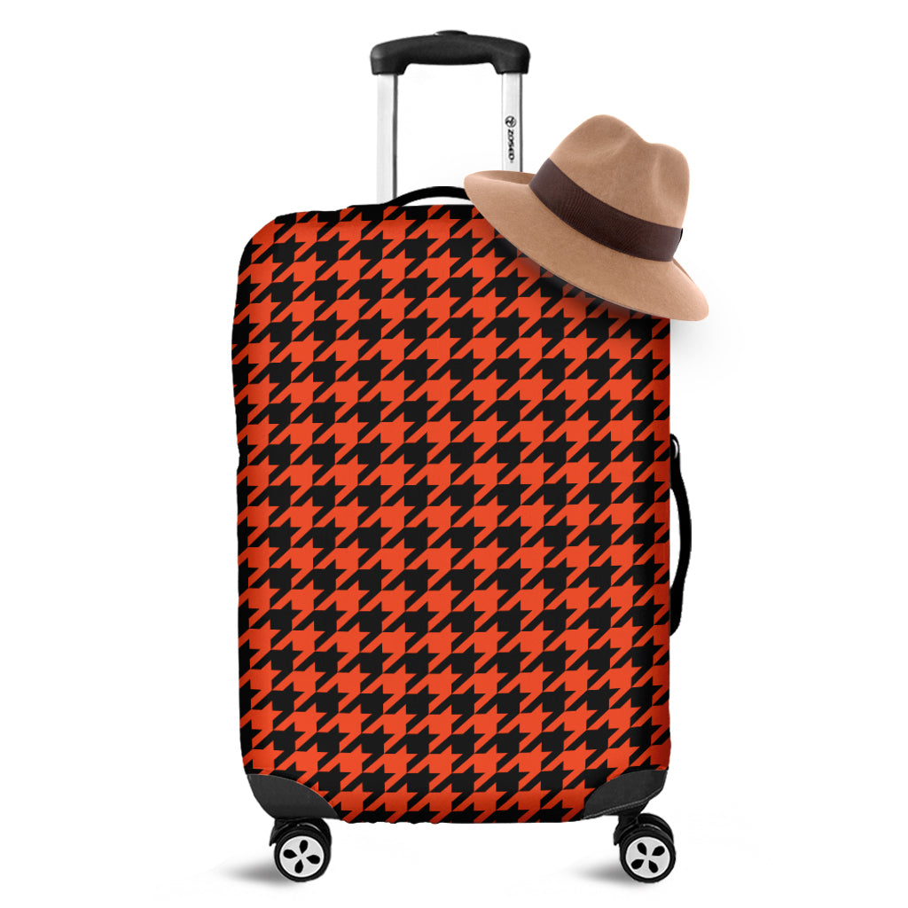 Orange And Black Houndstooth Print Luggage Cover
