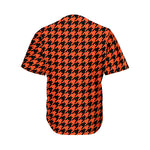 Orange And Black Houndstooth Print Men's Baseball Jersey