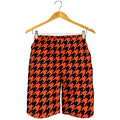Orange And Black Houndstooth Print Men's Shorts