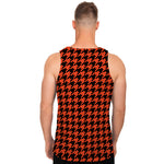 Orange And Black Houndstooth Print Men's Tank Top
