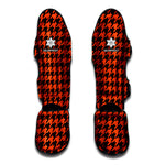 Orange And Black Houndstooth Print Muay Thai Shin Guard