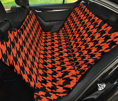 Orange And Black Houndstooth Print Pet Car Back Seat Cover