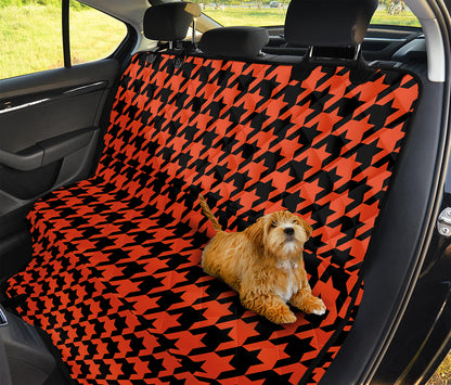 Orange And Black Houndstooth Print Pet Car Back Seat Cover