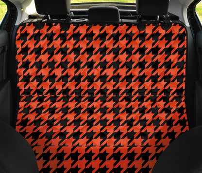 Orange And Black Houndstooth Print Pet Car Back Seat Cover
