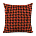 Orange And Black Houndstooth Print Pillow Cover