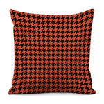 Orange And Black Houndstooth Print Pillow Cover
