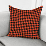 Orange And Black Houndstooth Print Pillow Cover