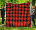 Orange And Black Houndstooth Print Quilt