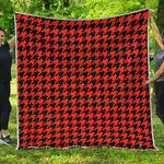 Orange And Black Houndstooth Print Quilt