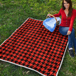 Orange And Black Houndstooth Print Quilt