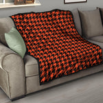 Orange And Black Houndstooth Print Quilt