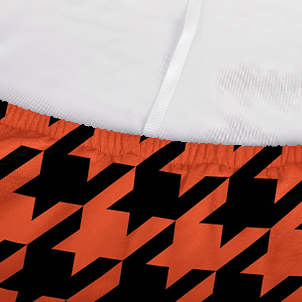 Orange And Black Houndstooth Print Sofa Cover