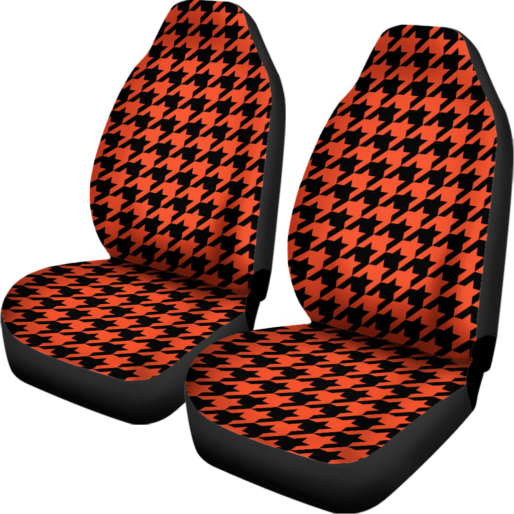 Orange And Black Houndstooth Print Universal Fit Car Seat Covers