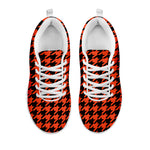 Orange And Black Houndstooth Print White Sneakers