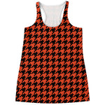 Orange And Black Houndstooth Print Women's Racerback Tank Top