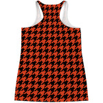 Orange And Black Houndstooth Print Women's Racerback Tank Top