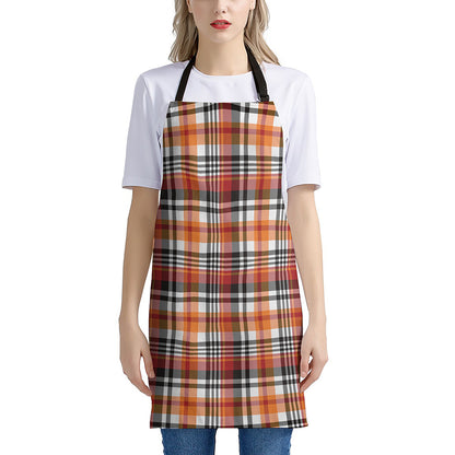 Orange And Black Madras Plaid Print Apron