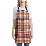 Orange And Black Madras Plaid Print Apron