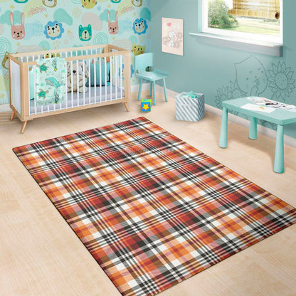 Orange And Black Madras Plaid Print Area Rug