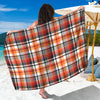 Orange And Black Madras Plaid Print Beach Sarong Wrap