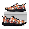 Orange And Black Madras Plaid Print Black Running Shoes