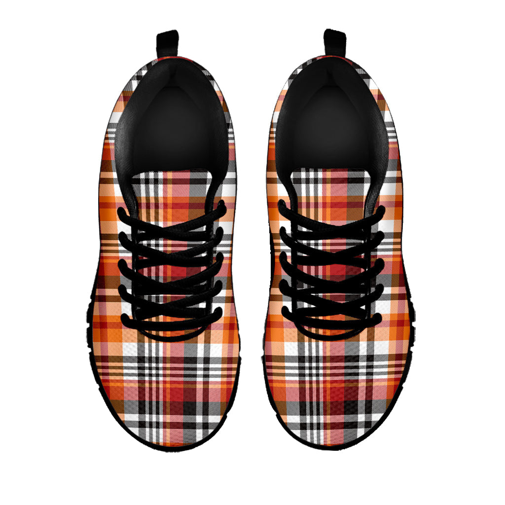 Orange And Black Madras Plaid Print Black Sneakers