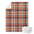 Orange And Black Madras Plaid Print Blanket