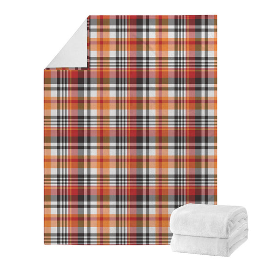 Orange And Black Madras Plaid Print Blanket